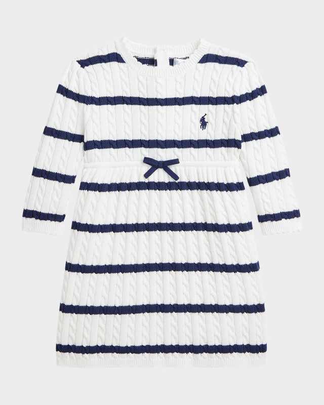 Girl's Striped Cable Knit Dress, Size 3M-